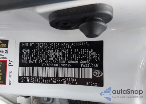 2014 Toyota Camry Se/Se Sport из США, поврежденный, VIN 4T1BF1FK0EU789185